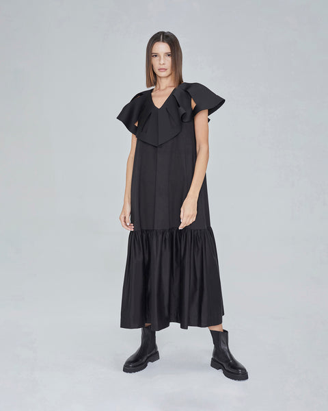 A-JANE Curtie Maxi Hollow Collar Shift Dress