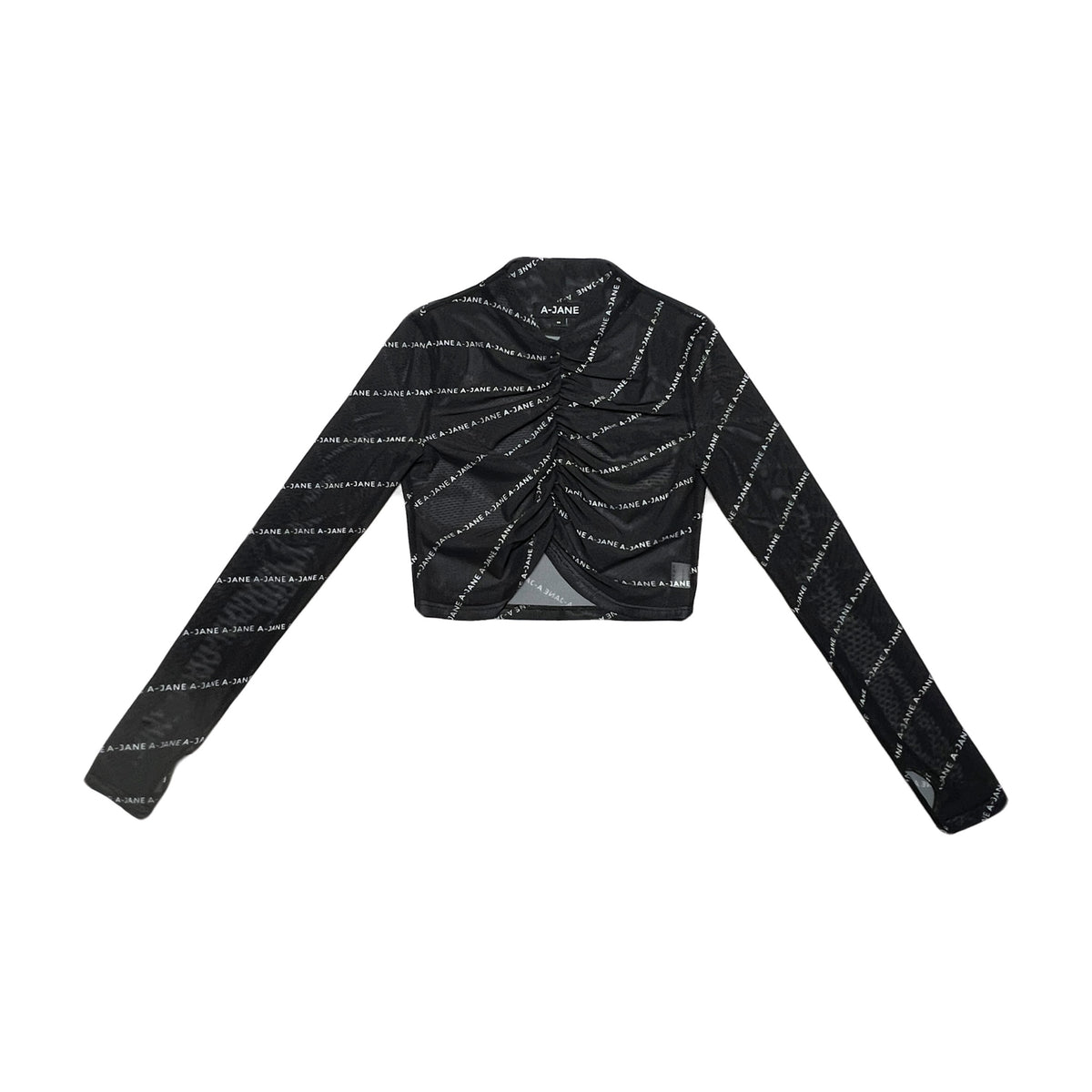 A-JANE Digi Gather Logo Long Sleeves Crop Top