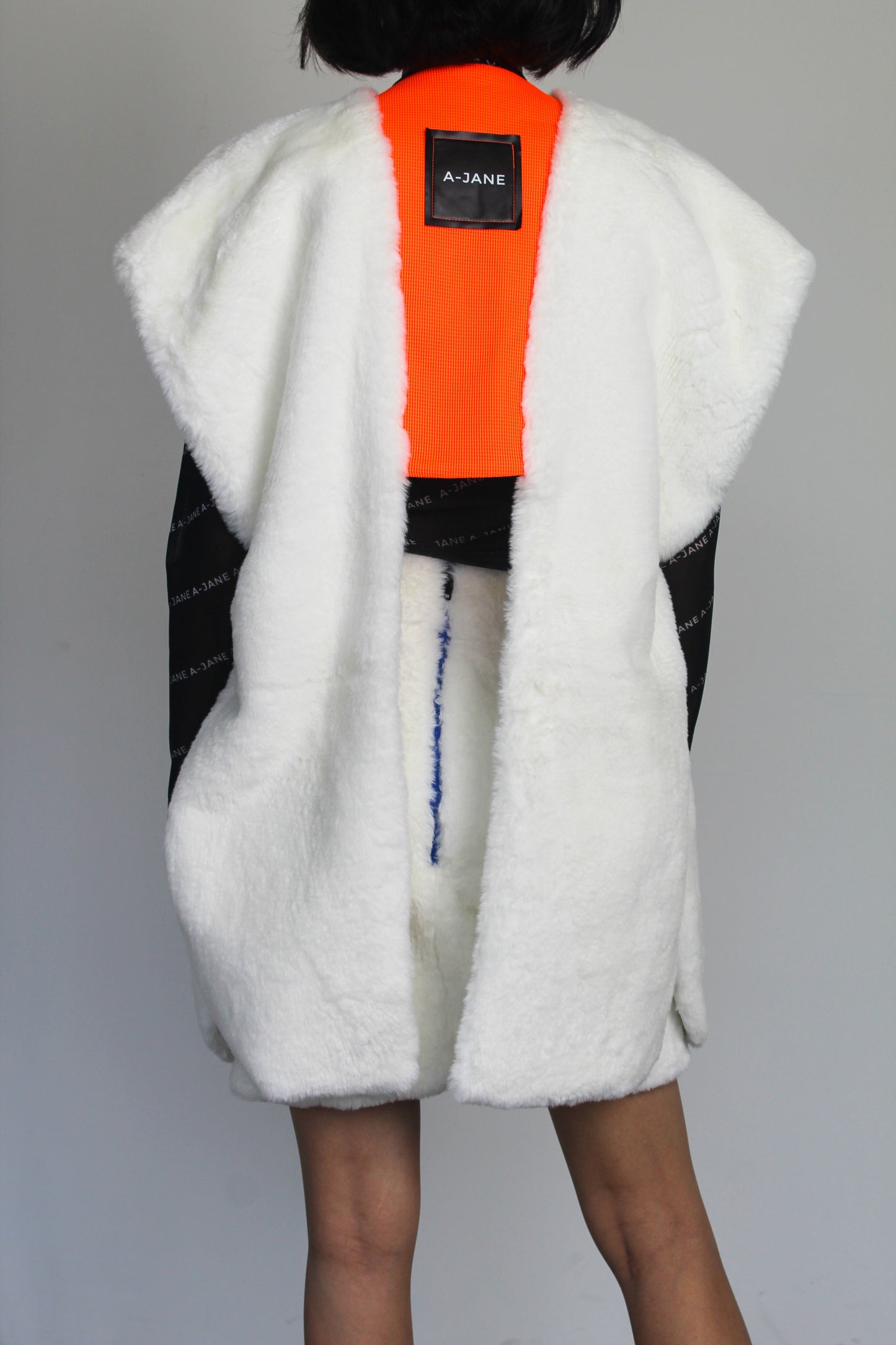 A-JANE Momo Faux Fur Cut Out Long Vest