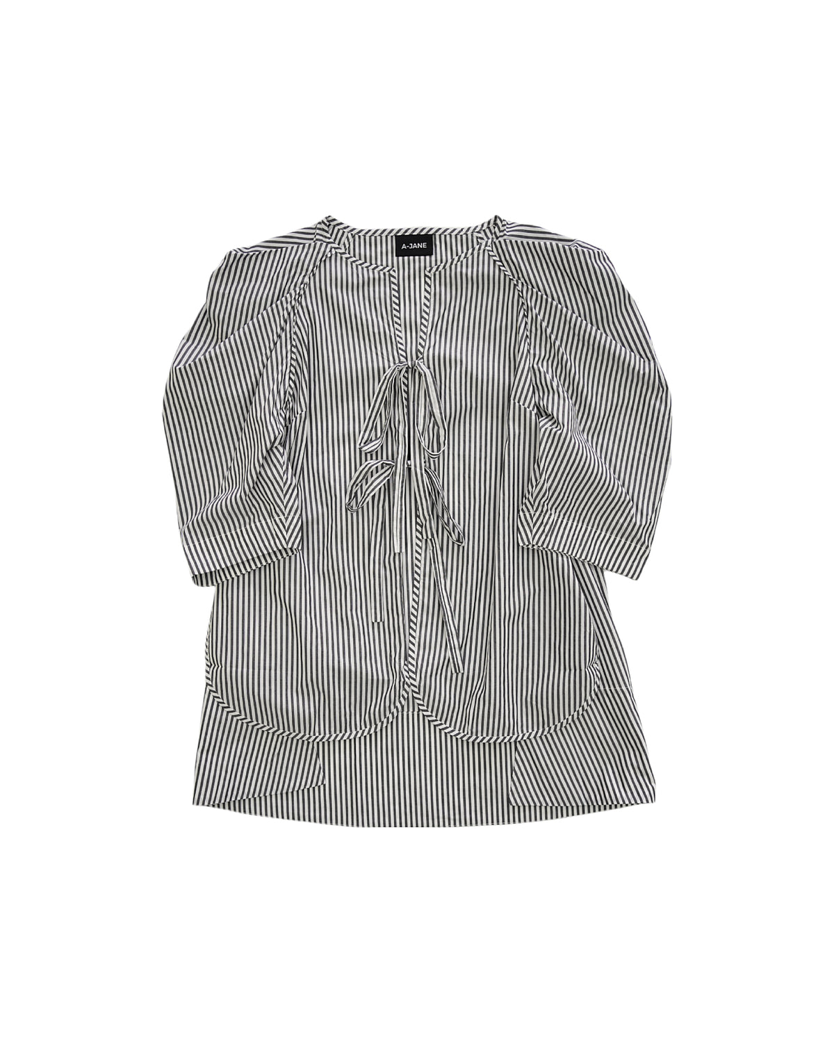 A-JANE Cliff Pleated Puffy Sleeve Straps Blouse
